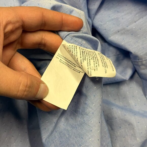 Hugo Boss Dress Shirt Regular Fit Textured Cotton Blue Long Sleeve XL - Picture 9 of 10